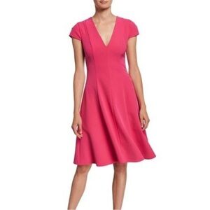 Black Halo Barbie pink fit flare dress women Sz 0 bright neon feminine valentine
